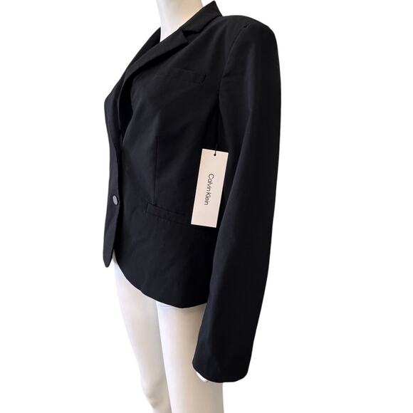 CALVIN KLEIN Luxe Stretch 2 Button Notch Lapel Long Sleeve Blazer 14P Petite - Picture 4 of 8